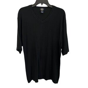 Dockers Mens V-Neck Black Short Sleeve Sweater Silk & Cotton Blend Size XL